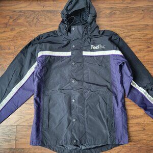 FEDEX VF Imagewear Black Purple Reflective Employee Full-Zip Work Jacket sz M